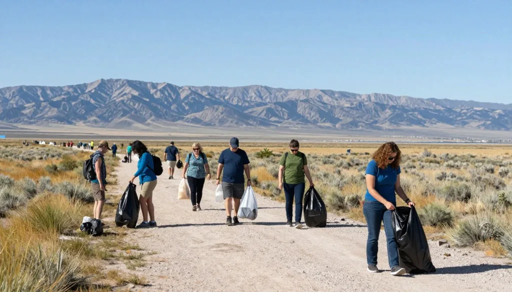 Visitors practicing Leave No Trace principles at Great Salt Lake State Park Visitors practicing Leave No Trace principles at Great Salt Lake State Park