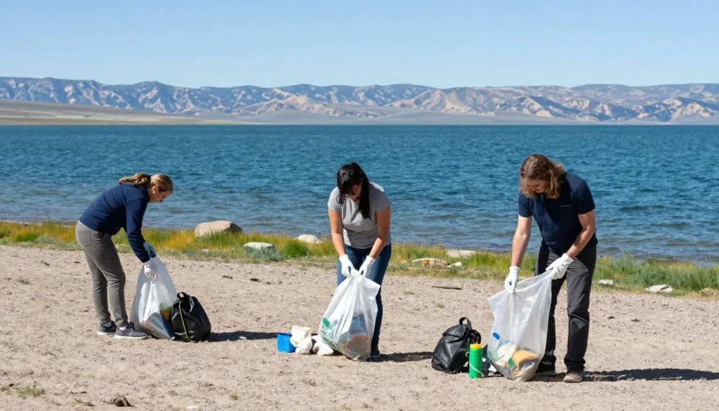 Visitors practicing leave no trace at Pyramid Lake Nevada