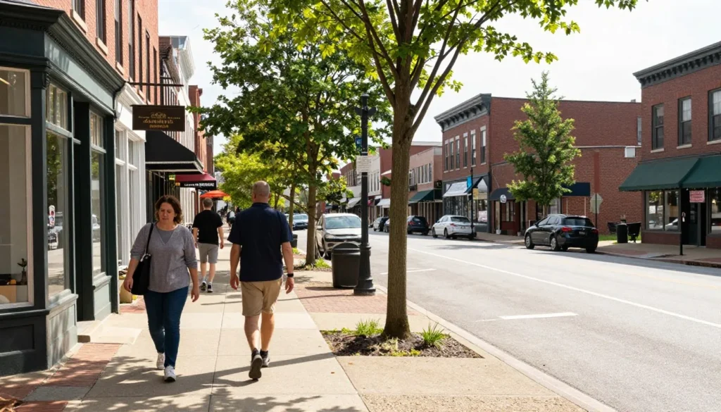 Waterbury Connecticut downtown street scene with pedestrians Waterbury Connecticut downtown street scene with pedestrians