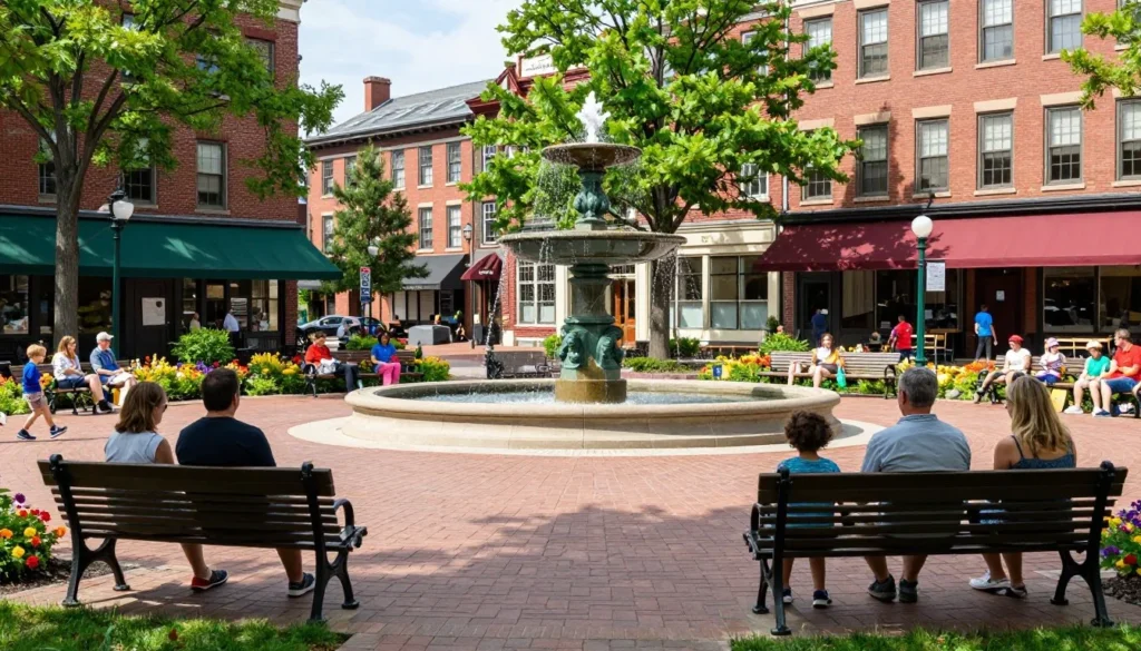Waterbury Connecticut public square with fountains Waterbury Connecticut public square with fountains