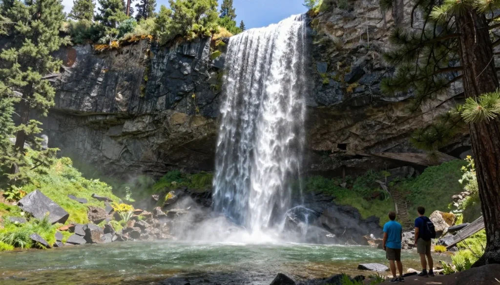 Waterfall cascading down rocky cliffs in Humboldt-Toiyabe National Forest