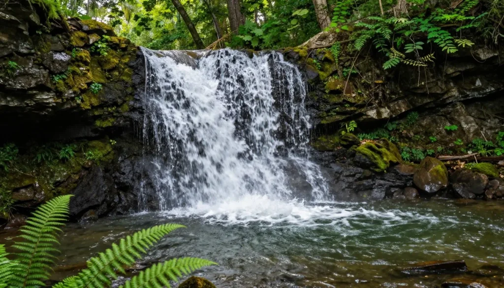 Waterfall flowing through Carter State Natural Area forest