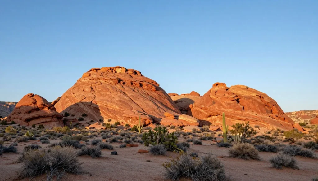 Whitney Pocket red sandstone domes and desert vegetation Whitney Pocket red sandstone domes and desert vegetation