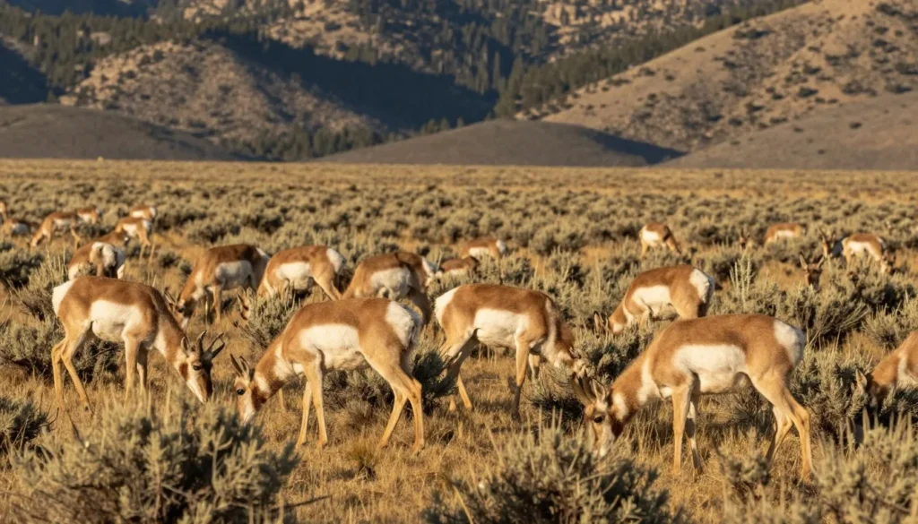 Wild pronghorn antelope in Pine Forest Range Nevada grasslands