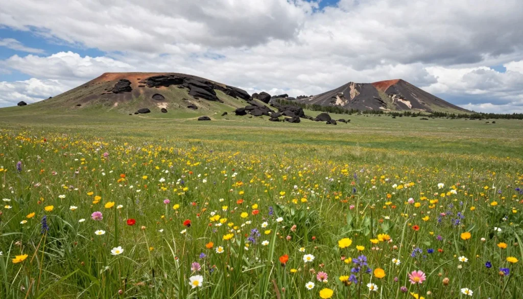 Wildflowers blooming across Raton Mesa grasslands in spring season
