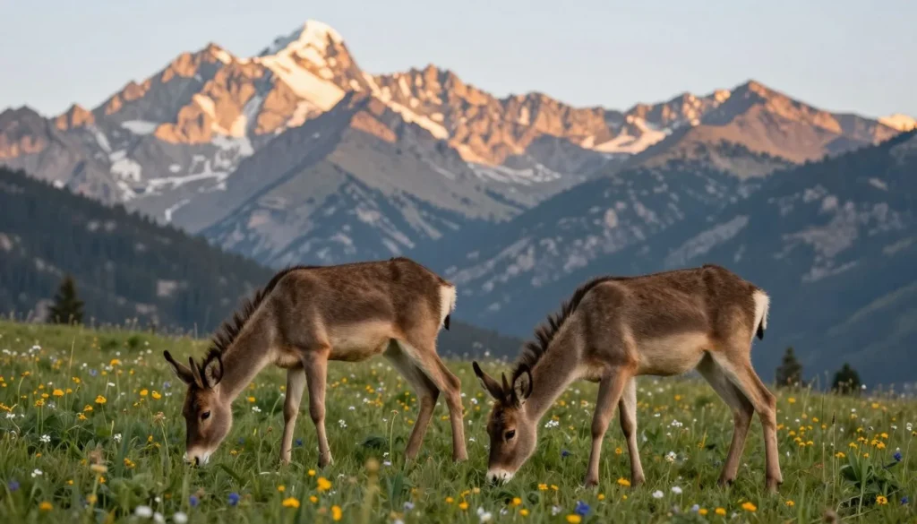 Wildlife in natural habitat near Eagle Point Resort showing deer in mountain meadow Wildlife in natural habitat near Eagle Point Resort showing deer in mountain meadow