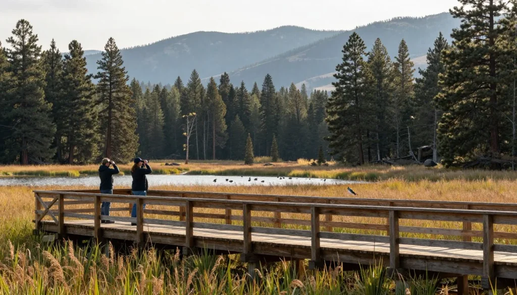 Wildlife viewing area at Jordanelle State Park with bird watching station