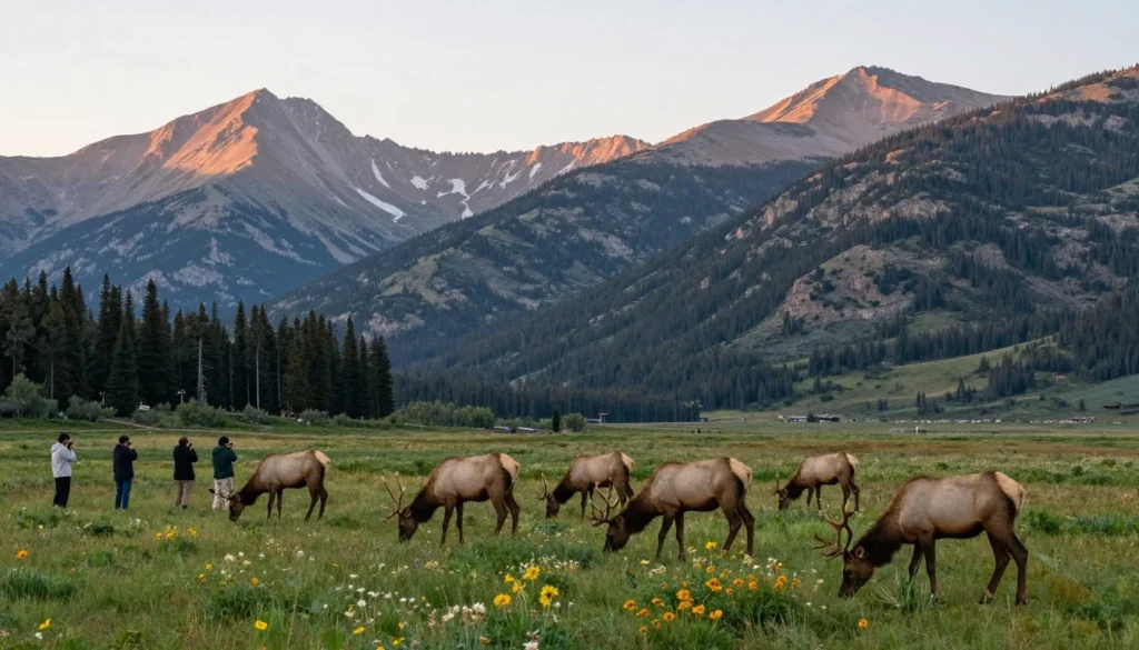 Wildlife viewing near Monarch Pass Colorado with elk herd