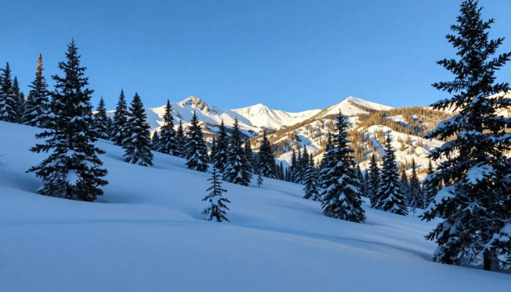 Winter landscape at Wolf Creek ski area with fresh powder snow Winter landscape at Wolf Creek ski area with fresh powder snow