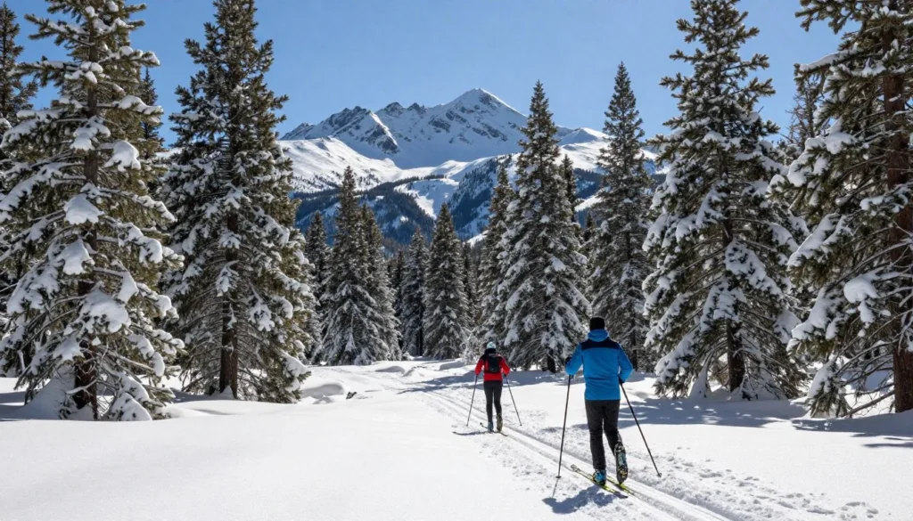 Winter landscape in Humboldt-Toiyabe National Forest with snow-covered pines