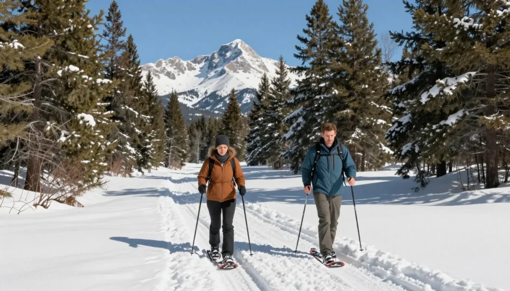 Winter snowshoeing near La Veta Pass Colorado mountains Winter snowshoeing near La Veta Pass Colorado mountains