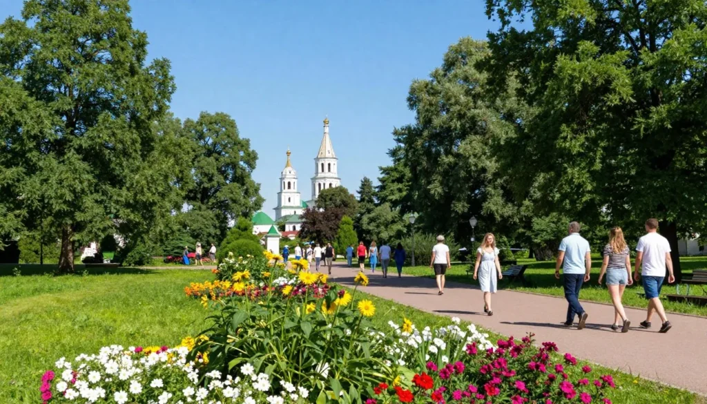 Yaroslavl Oblast in summer with lush green landscapes and blue skies