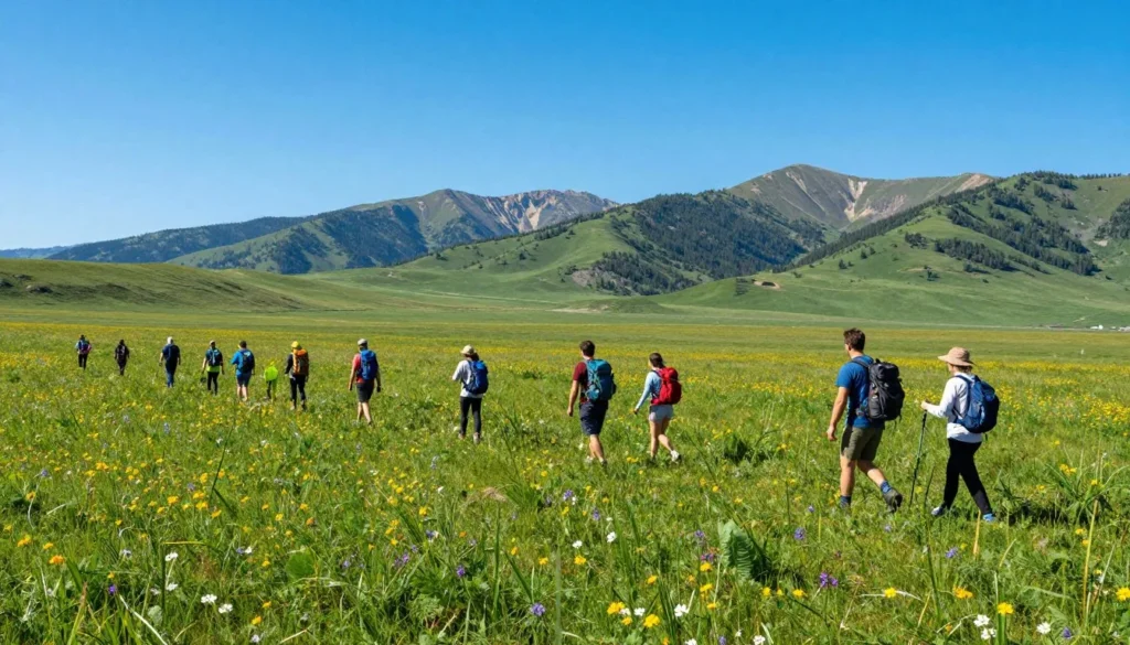 Zabaykalsky Krai summer landscapes with wildflowers and clear skies