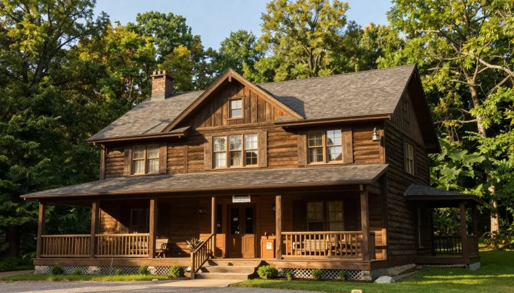 rustic Charit Creek Lodge surrounded by forest at Big South Fork rustic Charit Creek Lodge surrounded by forest at Big South Fork