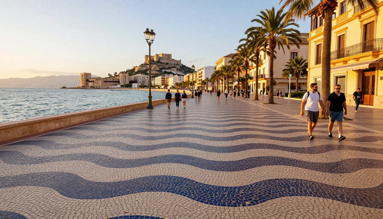 Alicante Spain travel guide featuring the vibrant waterfront promenade
