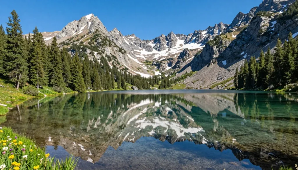 Alpine lake surrounded by mountains in Manti-La Sal National Forest Alpine lake surrounded by mountains in Manti-La Sal National Forest