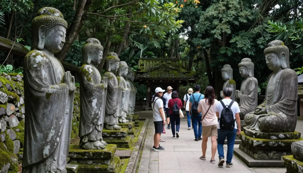 Ancient stone Buddha statues at temple site on Kunisaki Peninsula Ancient stone Buddha statues at temple site on Kunisaki Peninsula