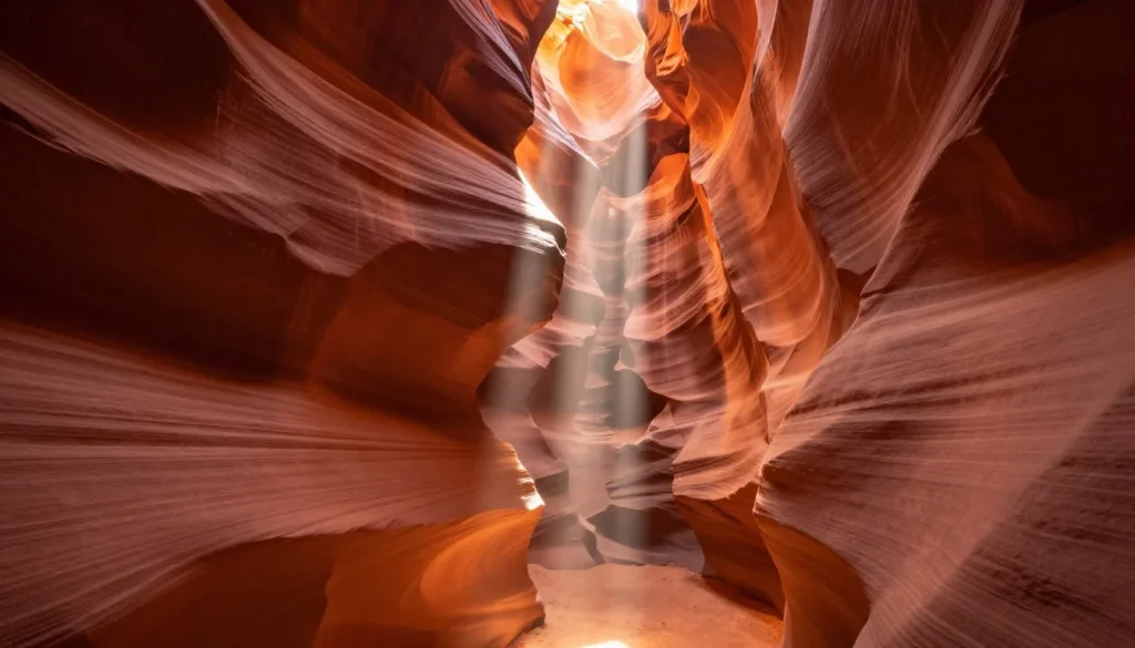 Antelope Canyon's famous light beams and curved walls