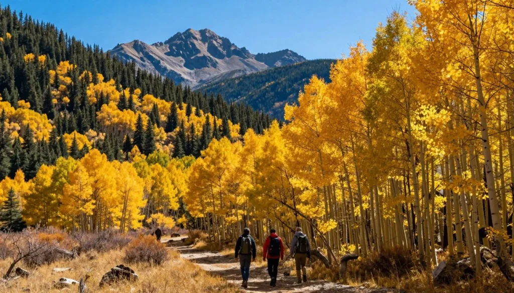 Autumn aspen trees with golden leaves in Manti-La Sal National Forest Autumn aspen trees with golden leaves in Manti-La Sal National Forest