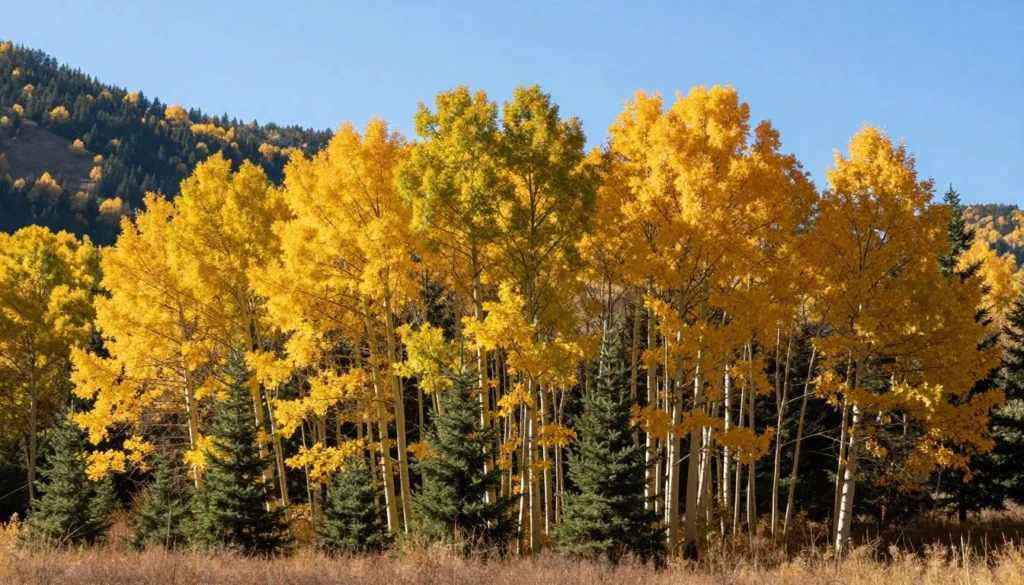 Autumn aspen trees with golden leaves in Uncompahgre National Forest Autumn aspen trees with golden leaves in Uncompahgre National Forest