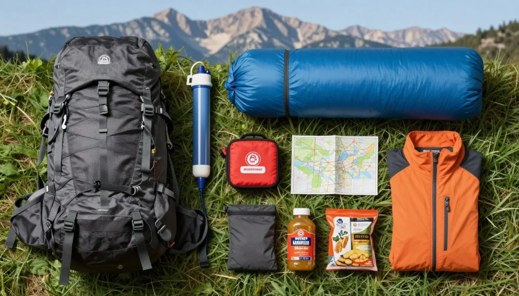 Backpacking gear laid out and organized for Ruby Mountains trip Backpacking gear laid out and organized for Ruby Mountains trip