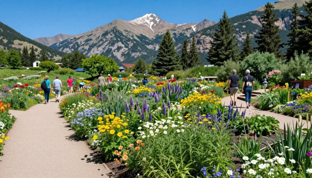 Betty Ford Alpine Gardens with colorful flowers and mountains Betty Ford Alpine Gardens with colorful flowers and mountains
