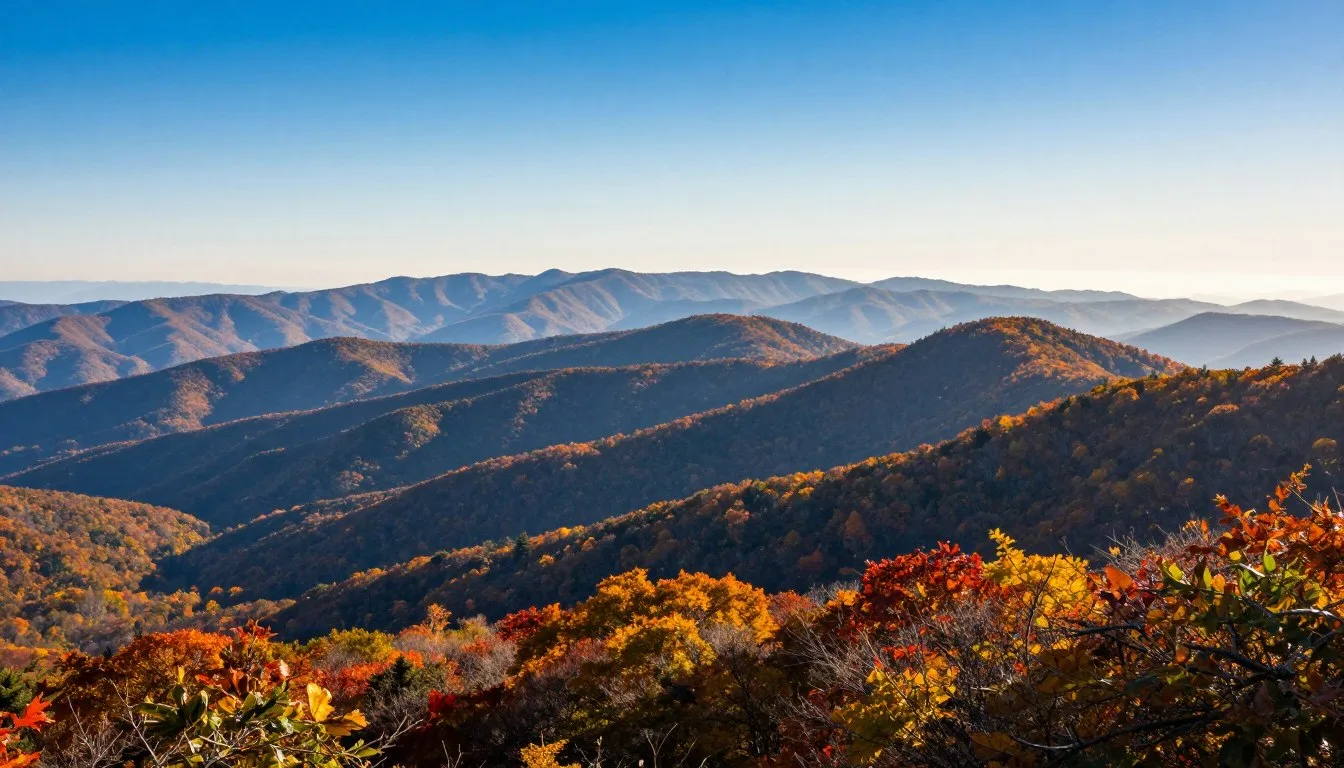 Blue-Ridge-Mountains-panoramic-view-with-rolling-peaks-and-autumn-colors Blue Ridge Mountains panoramic view with rolling peaks and autumn colors