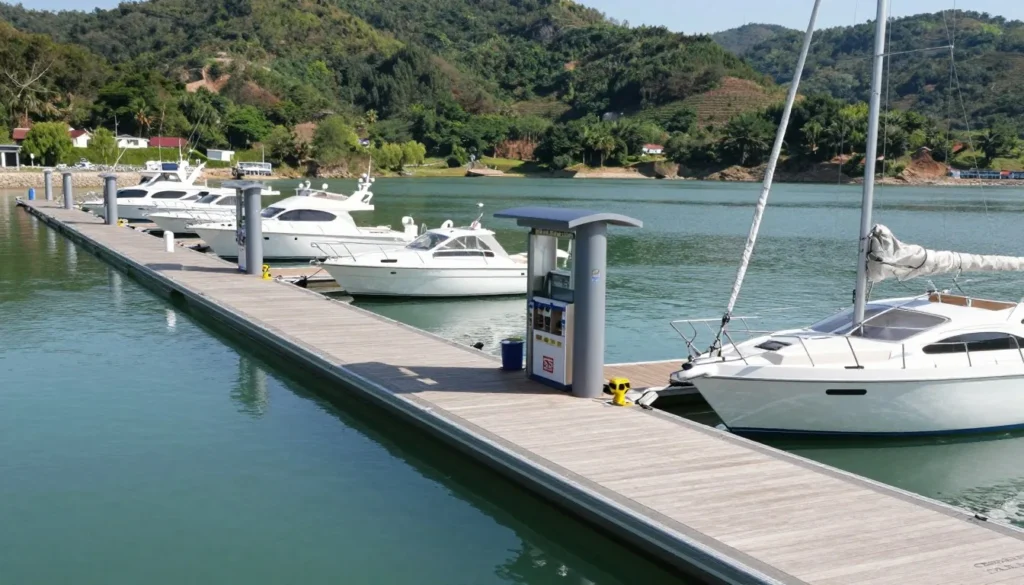 Boats docked at Island Cove marina with modern facilities Boats docked at Island Cove marina with modern facilities