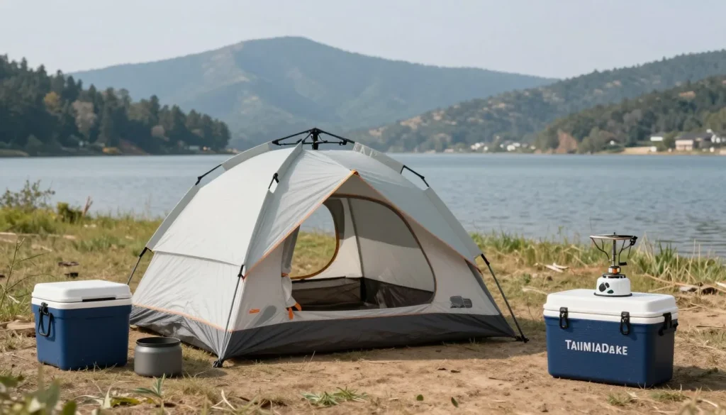 Budget camping setup at Trinidad Lake State Park Budget camping setup at Trinidad Lake State Park