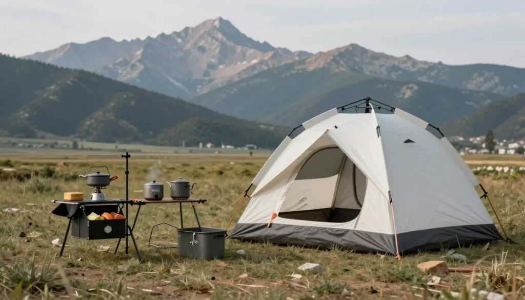 Budget camping setup with basic gear in Ruby Mountains Budget camping setup with basic gear in Ruby Mountains