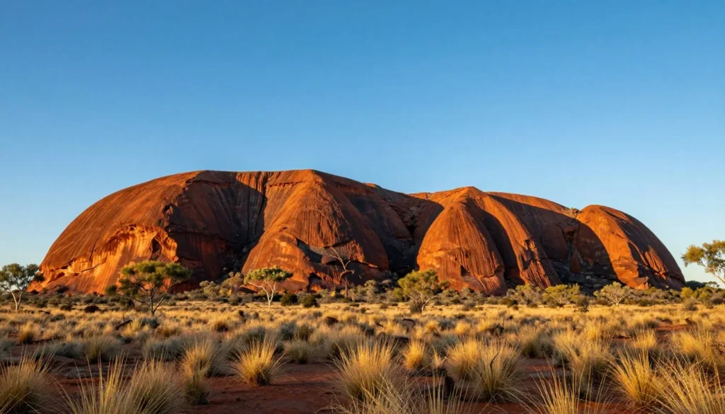 Bungle Bungle Range sandstone formations with distinctive orange striping under clear blue sky Bungle Bungle Range sandstone formations with distinctive orange striping under clear blue sky