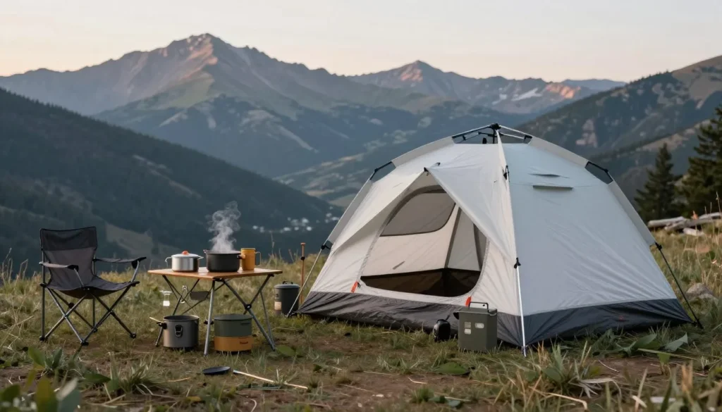 Camping setup near Taylor Pass area Camping setup near Taylor Pass area