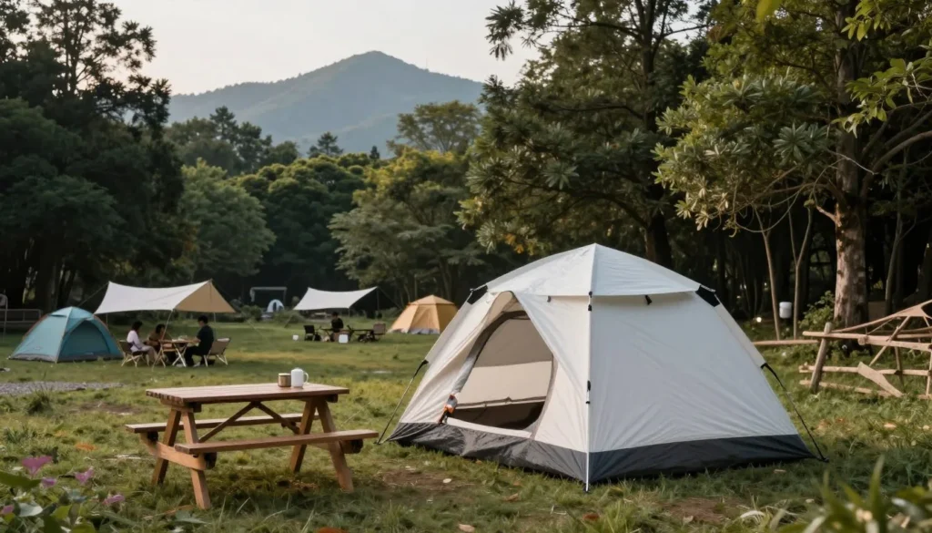 Campsite with tent in Great Basin National Park campground