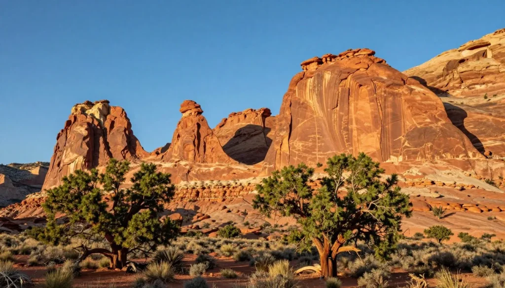 Capitol Reef National Park landscape with red rock formations Capitol Reef National Park landscape with red rock formations