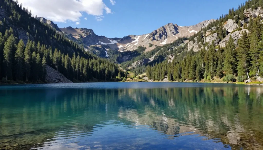 Cave Lake surrounded by mountains in Nevada