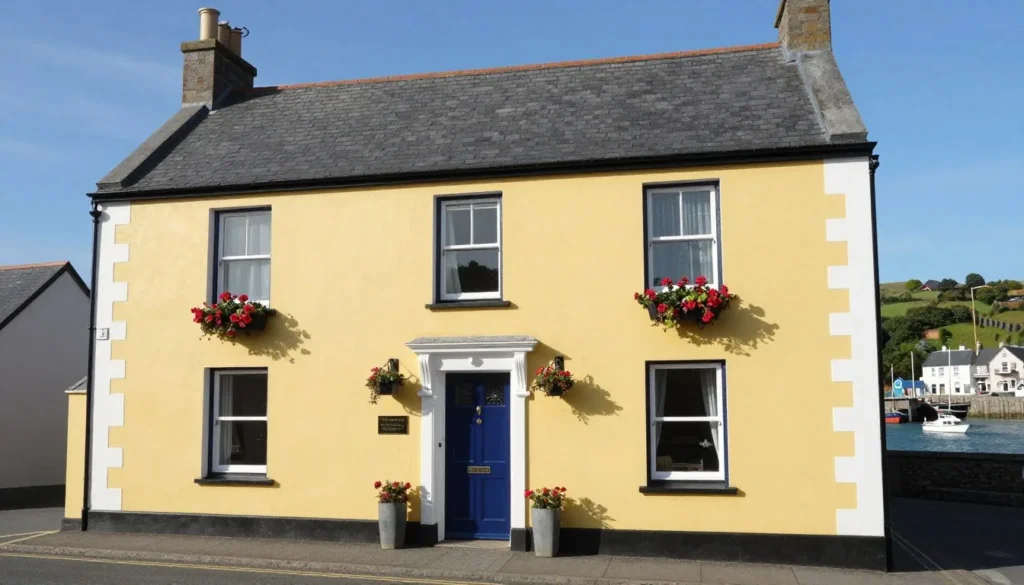 Charming Irish guesthouse with colorful facade overlooking Kinsale harbour