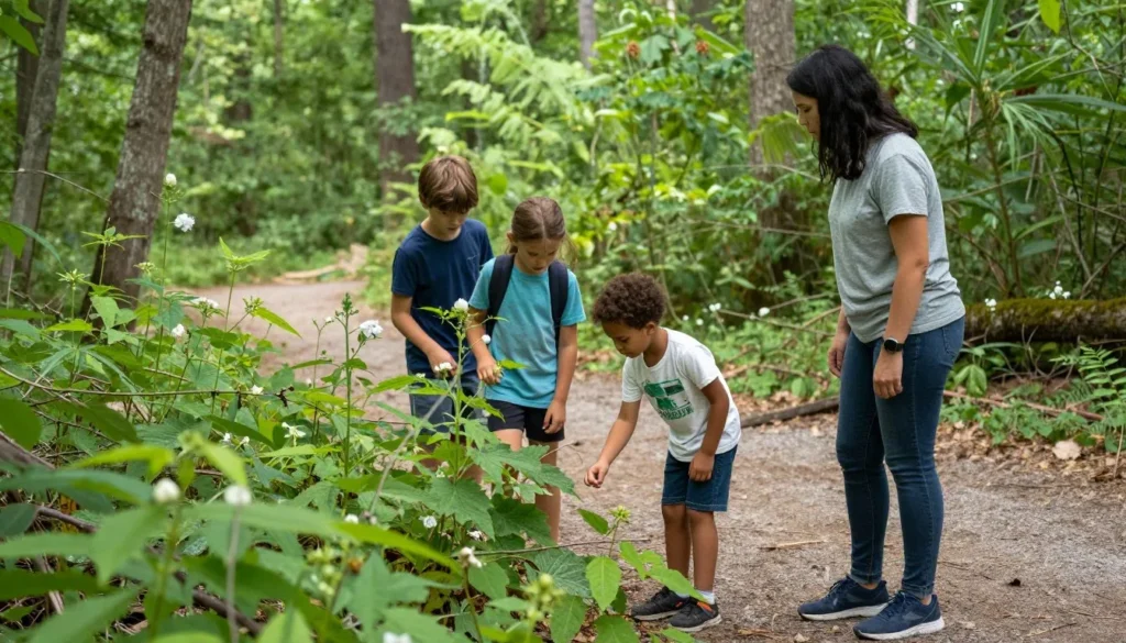 Children exploring nature trail at Chickasaw State Park Tennessee Children exploring nature trail at Chickasaw State Park Tennessee