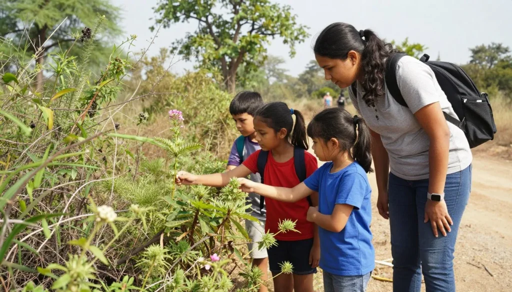 Children participating in nature education activity near Ranthambore