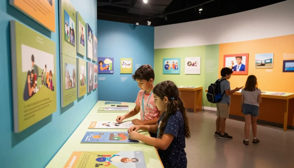 Children playing at interactive science museum exhibit
