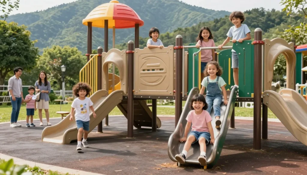 Children playing at mountain playground Tennessee Children playing at mountain playground Tennessee