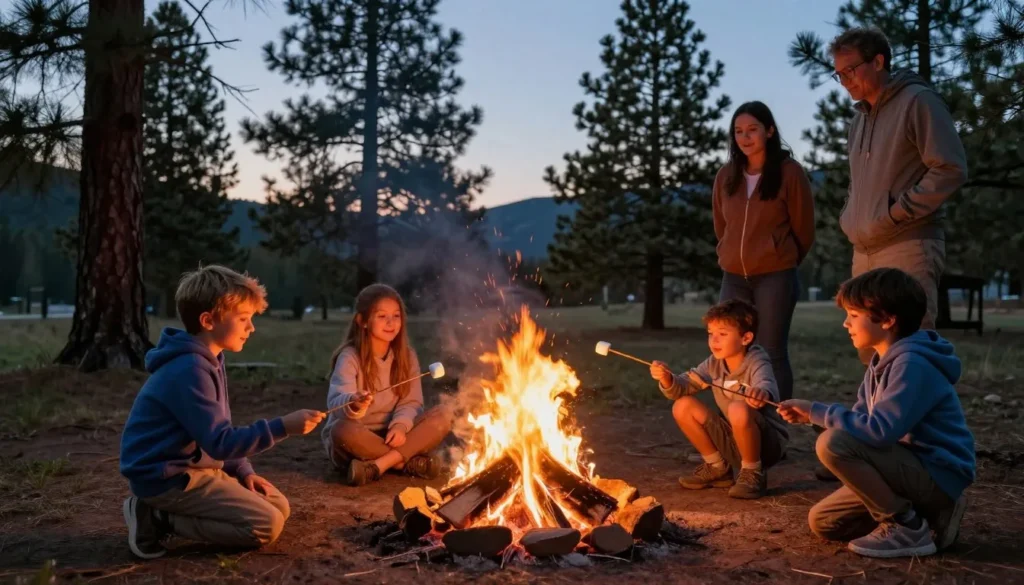 Children roasting marshmallows at Pine Valley campfire Children roasting marshmallows at Pine Valley campfire