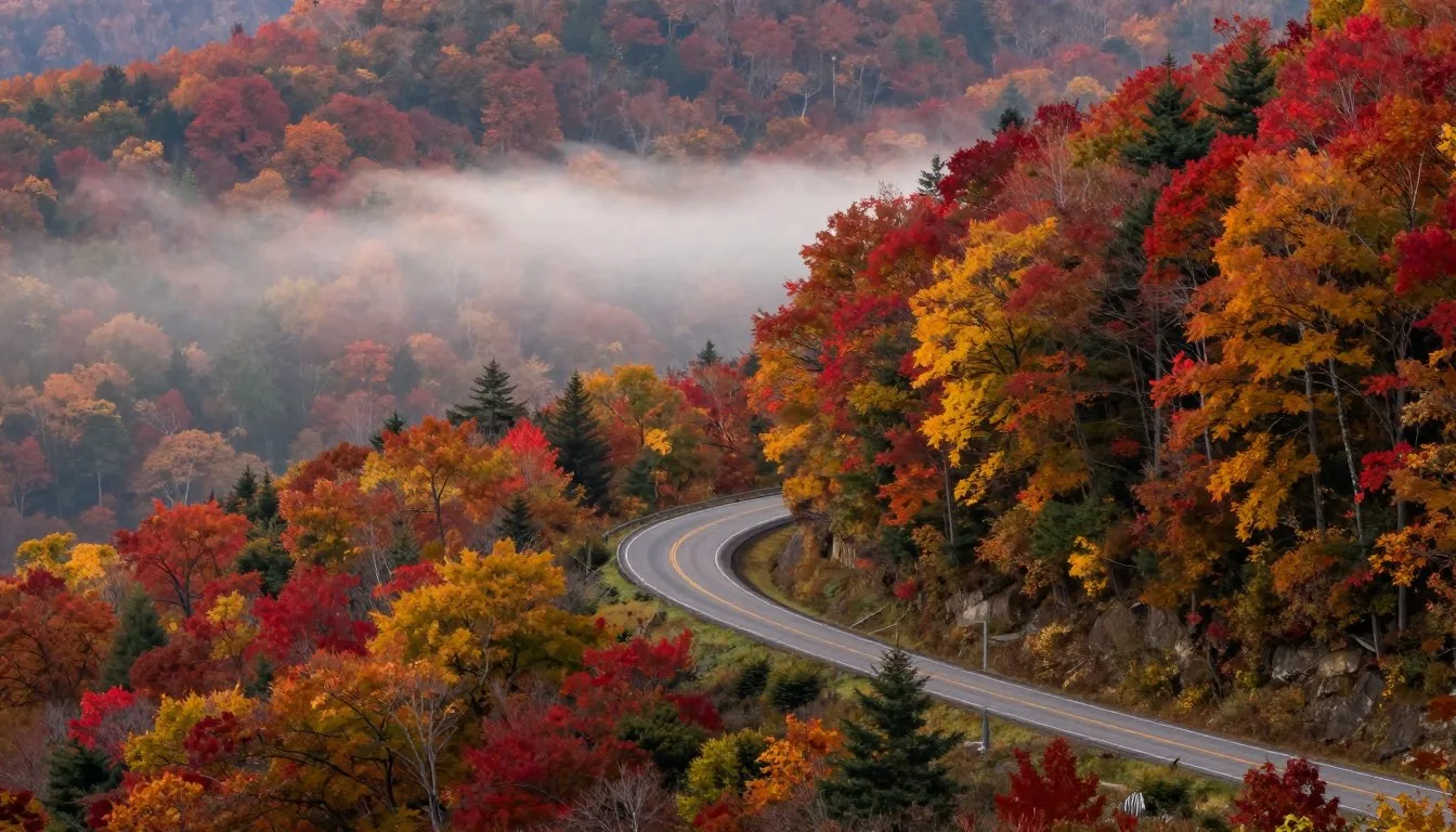 Clingmans-Dome-Road-Tennessee-winding-through-mountain-forest-with-autumn-colors Clingmans Dome Road Tennessee winding through mountain forest with autumn colors