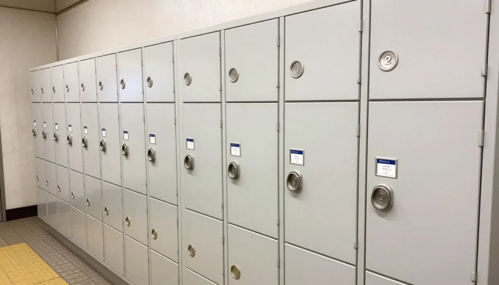 Coin lockers at a Japanese train station