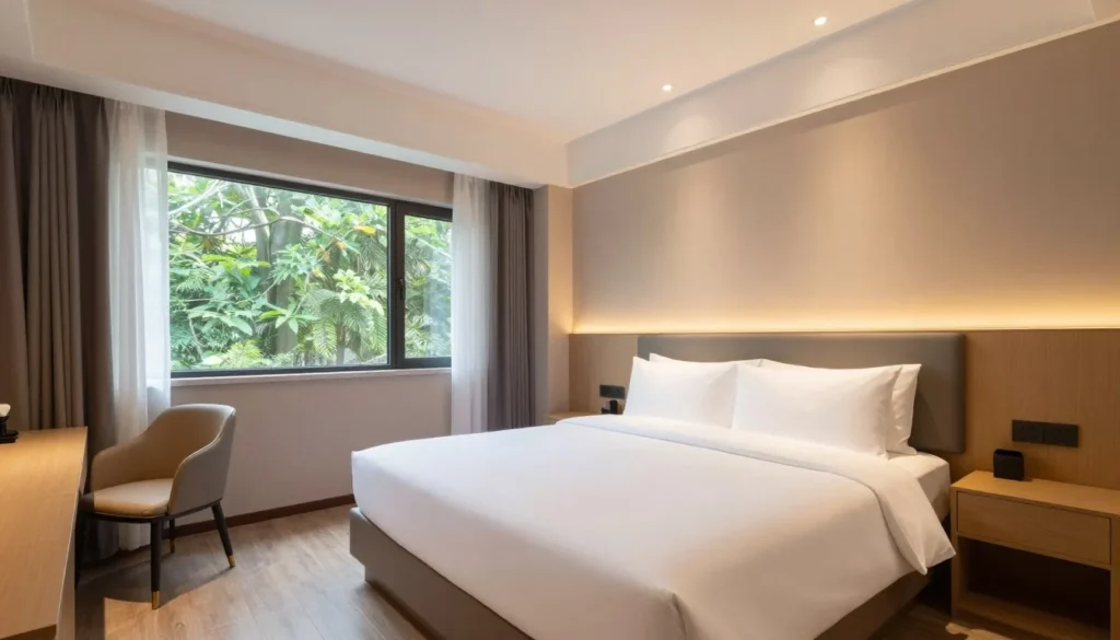 Comfortable hotel room with modern amenities in Nashville area Comfortable hotel room with modern amenities in Nashville area