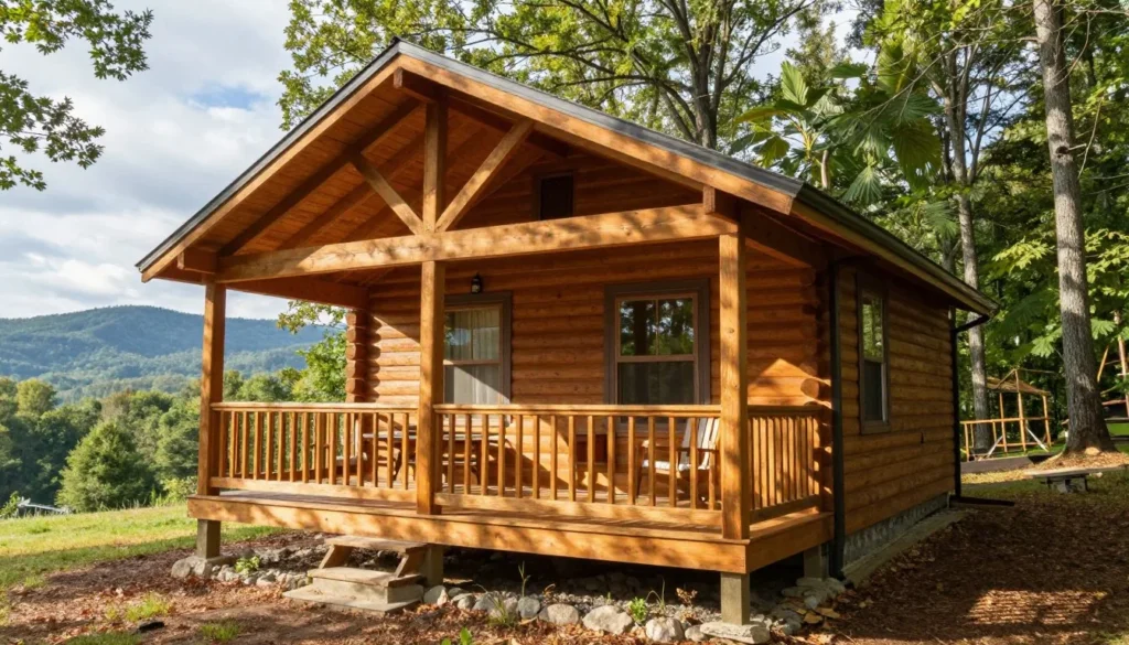 Comfortable rustic cabin accommodation near Cumberland Gap with wooden exterior and mountain views Comfortable rustic cabin accommodation near Cumberland Gap with wooden exterior and mountain views