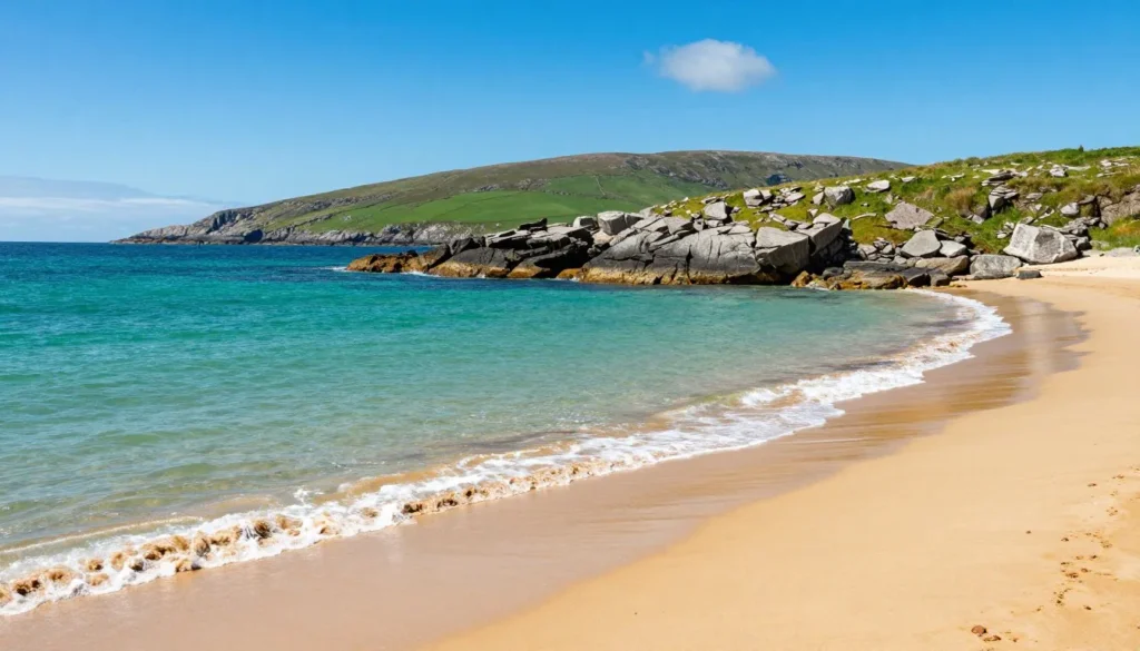Connemara coastline with golden beaches and turquoise water