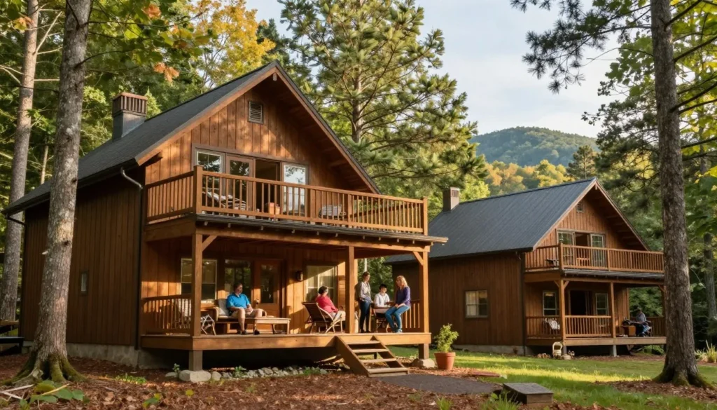 Cozy mountain cabins nestled in the Smoky Mountains forest near Pigeon Forge Cozy mountain cabins nestled in the Smoky Mountains forest near Pigeon Forge