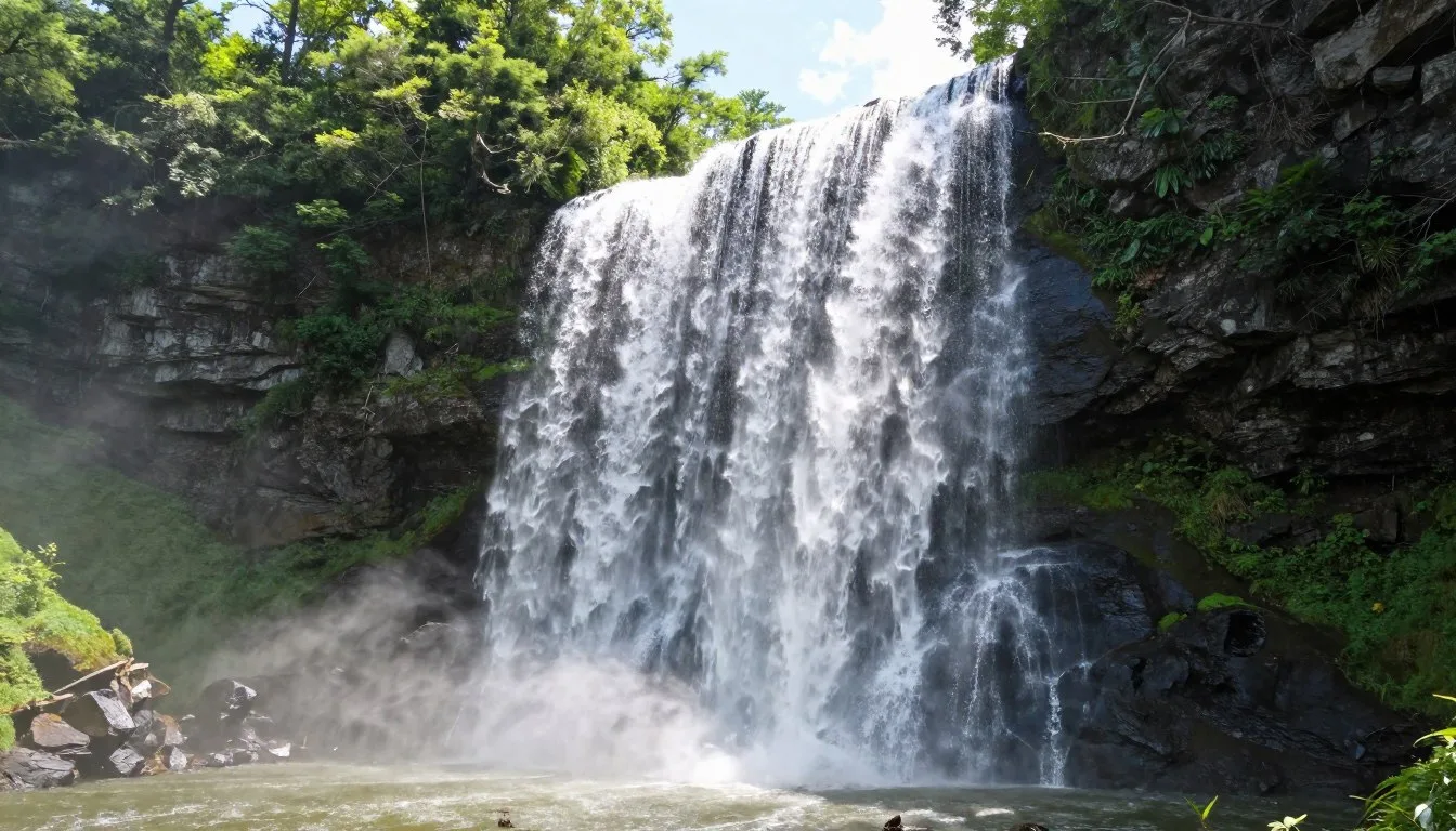 Cullasaja-Falls-cascading-down-rocky-cliffs-surrounded-by-lush-forest-in-North-Carolina Cullasaja Falls cascading down rocky cliffs surrounded by lush forest in North Carolina