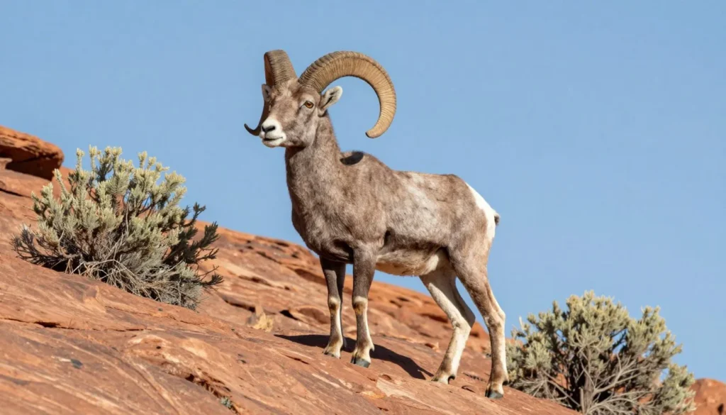 Desert bighorn sheep on rocky outcrop