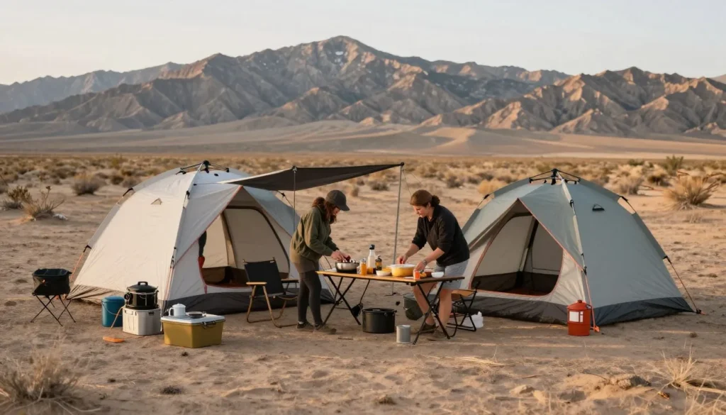 Desert camping setup in Smoke Creek area Desert camping setup in Smoke Creek area
